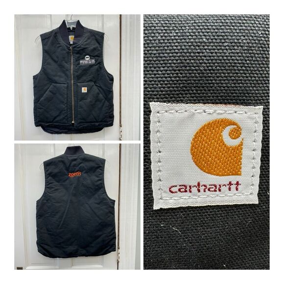 NWOT Carhartt insulated black vest work wear duck material men's medium. - Picture 1 of 9